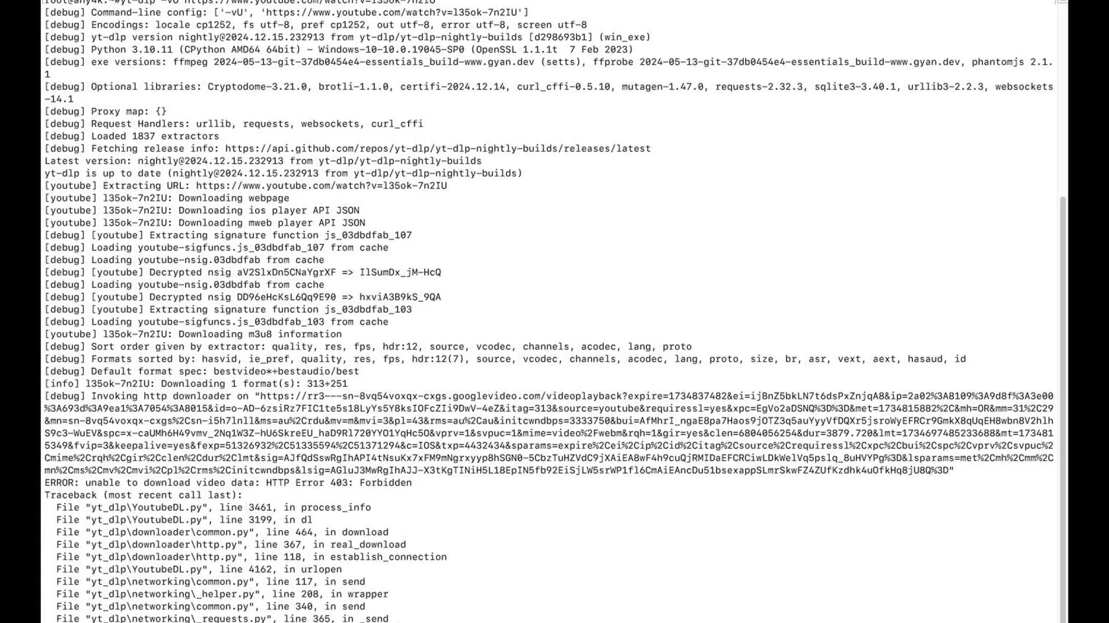解决yt-dlp的HTTP 403禁止访问错误